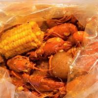 Crawfish 1 Lb. · Served in a bag with corn and potatoes. Cajun Garlic Butter Pepper Sauce.
