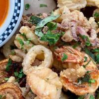 Fritto Misto · Fried calamari, shrimp, zucchini, fennel, sage and lemon
