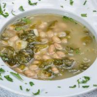 Escarole And Bean Soup · Sauteed escarole and cannellini beans in a light broth with garlic and olive oil.