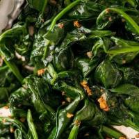 Sautéed Spinach Side · Garlic, shallots and olive oil.