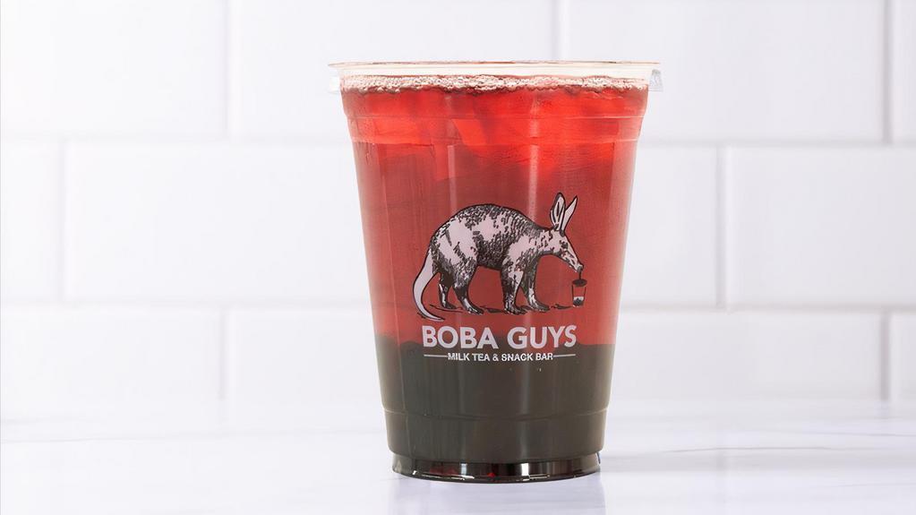 Hibiscus Mint Iced Tea · Our version of an Agua de Jamaica: a tart blend of real hibiscus flowers, rose hips and mint, that produce a slightly sweet and beautifully bright red steep. Caffeine-free. Served iced.