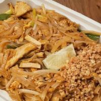 Pad Thai · Sautéed rice noodles with eggs, tofu, scallion, bean sprout, chopped radish, and ground pean...