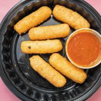 Fried Mozzarella Sticks (6) · Served with a side of  tomato sauce.
Gluten free also available.