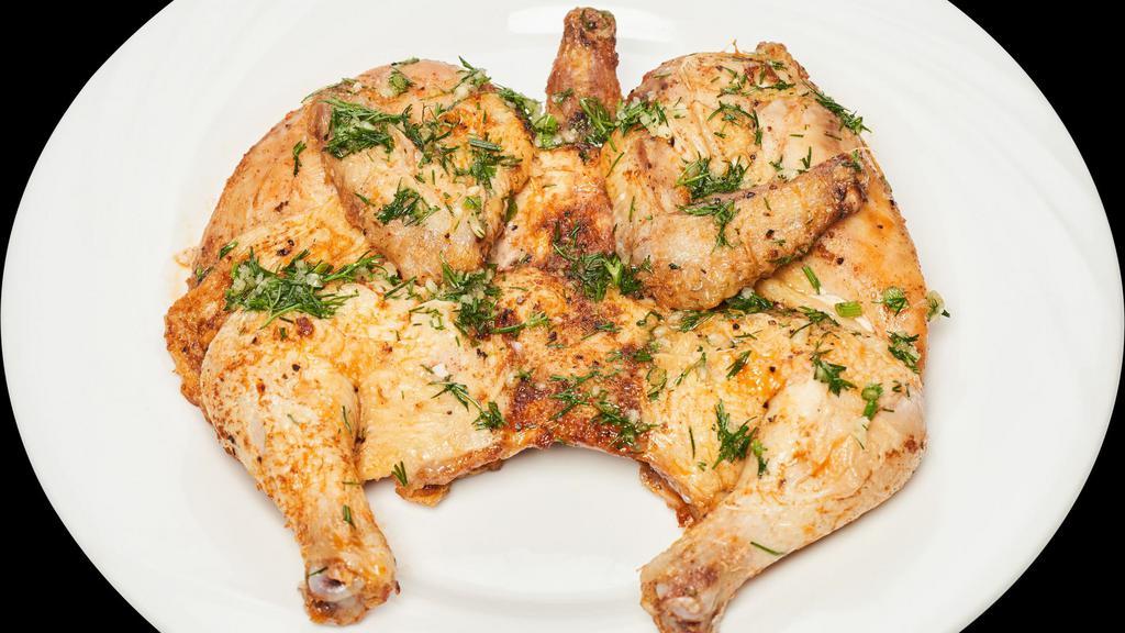 Chicken Tabaka(1 Pc) · Marinated chicken Cornish, mixed spices, garlic, and oil.