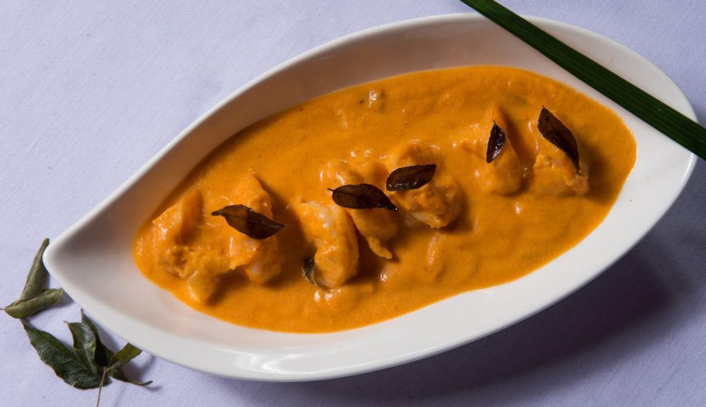 Goan Shrimp Curry · Shrimp cooked with tangy spices and coconut milk.