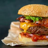 Cheesy Bbq Burger · Crave worthy burger decorated with cheese and BBQ Sauce.