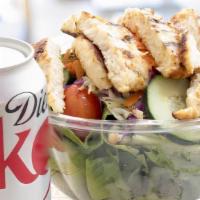 Grilled Chicken Salad · With soda