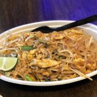 Pad Thai · Not Spicy - Thai famous thin flat rice noodles stir fried with egg, pickles, bean sprouts, o...