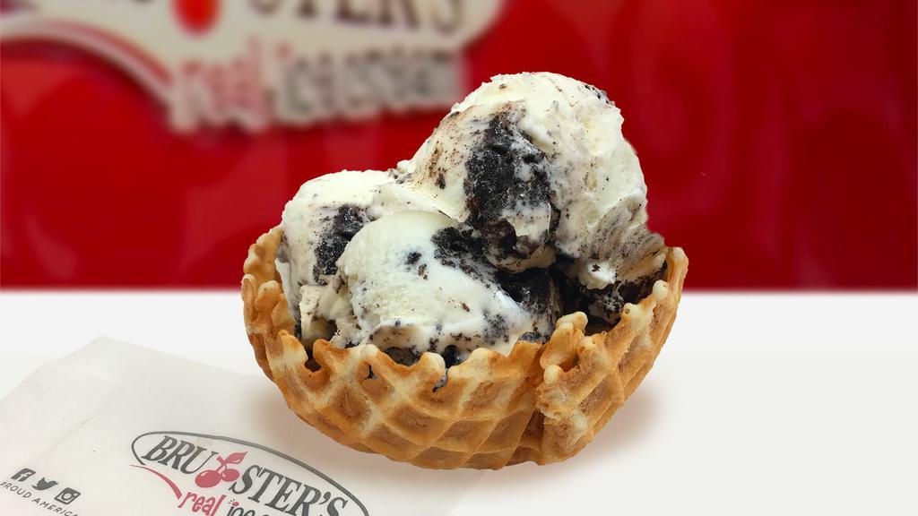 Regular Waffle Dish - Three (3) Scoops Of Ice Cream · Premium homemade Ice Cream in crunchy waffle bowl. 3 scoops of your choice of ice cream.