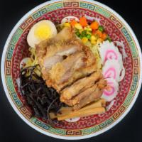 Chicken Ramen · served w/ hand pulled chicken, Japanese noodle in miso soup