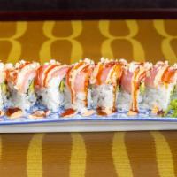 Fire Cracker Roll · Tuna crunch, eel sauce and spicy mayo with shrimp tempura, crab meat, cucumber and avocado.