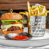 L'Adresse Burger With Cheese · 8 oz black angus meat blend, choice of: American, cheddar, gruyere, Boston lettuce, onion, t...
