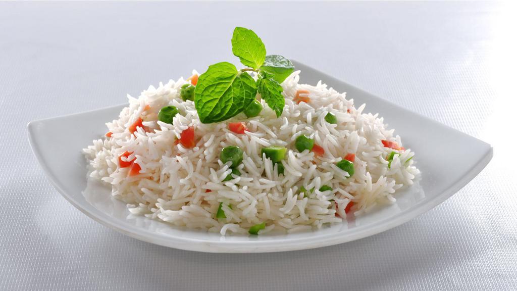 Plain Basmati Rice · Fluffy, aromatic basmati rice.