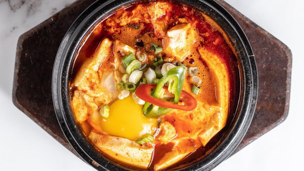 Soondooboo Jigae · Casserole with soft bean curd in mildly spicy broth.