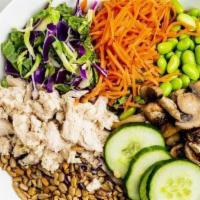Dgb Protein Punch Bowl · Chicken Breast | Mixed Greens | Cabbage. Roasted Mushrooms | Edamame . Cucumber | Pickled Ca...