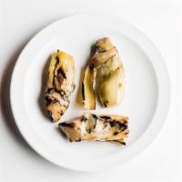 Dgb Side Fire-Grilled Marinated Artichoke Hearts · Fire-grilled then lightly seasoned with oil, vinegar, garlic and oregano.