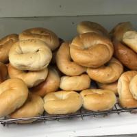 Mini Bagels · Boiled and baked round bread roll.