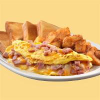  Bp05A. Ham & Cheese Omelette  · Ham and cheese. Served with toast. Home fries & toast included.