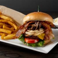 The Stillery Burger · Bacon, saut?ed mushrooms, fried onions, and American cheese.. On a Broiche bun served with F...