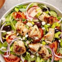 Buffalo Chicken Salad · Iceberg/romaine lettuce, tomato, cheddar cheese, crispy noodles, carrots, buffalo chicken, a...