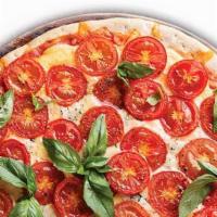 Pomodoro Pizza · Topped with sliced fresh tomatoes, Mozzarella cheese, imported olive oil, and fresh basil.