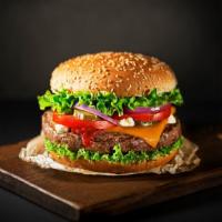 Double Burger · Delicious Burger served with two Beef Patties, Lettuce, Tomato, Pickles, Ketchup & Mayonnaise.