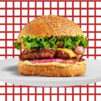 Angus Burger · Angus beef patty built up classically with your choice of  Fresh Lettuce, Pickles, Tomatoes,...