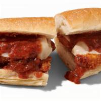 Chicken Parm · Fresh breaded chicken, melted mozzarella, marinara sauce