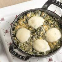 Blue Cheese Creamed Spinach · Fresh Spinach, Bechamel Sauce, Italian Dolce Gorgonzola & Stilton Blue Cheese, Finished With...
