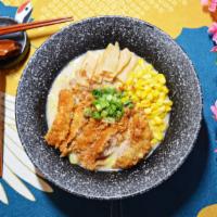 Chicken Katsu Ramen · fried chicken katsu, bamboo shoot, corn, crispy fried onion, green onion