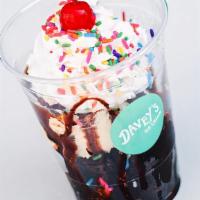 Banana Split Sundae (Triple Scoop) · Triple scoop sundae with homemade hot fudge or caramel sauce, whipped cream, toppings, split...