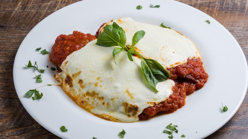 Chicken Parm Dinner · Lightly fried with tomato sauce and mozzarella.