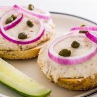 Golda Medal · Whitefish Salad - Onion - Caper served Open-Faced on a Bagel.