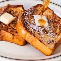 Challah French Toast · with Butter and Syrup.