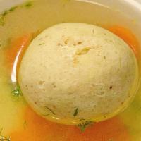 Matzoh Ball Soup · Matzoh Ball Soup with Jewish Penicillin (Baz Liquid Gold Chicken Broth), Carrot and Dill.