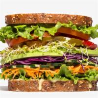 Vegetarian · Avocado, green leaf lettuce, tomato, carrot, cucumber, alfalfa sprouts, shredded red cabbage...