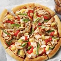 Chicken Supreme Signature Pizza · 8 slices. Grilled chicken, mushrooms, green bell peppers, and red onions.