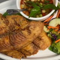Crispy Chili Fish Filet · Duo crispy tilapia fillets with sweet and sour chili garlic