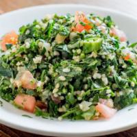 Tabouli · finely chopped parsley, tomatoes, mint, onion, & bulgur