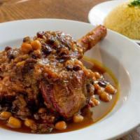 Lamb Shank Tagine · traditional Moroccan lamb shank, slow cooked in your choice of sauce