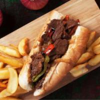 Steak & Cheese Sandwich · Juicy steak with melted cheese, onions, lettuce, tomato and mayo with your favorite bread ch...