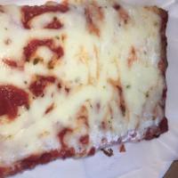 Sicilian Cheese Pizza Slice · With mozzarella cheese and special marinara sauce on a thin crust.