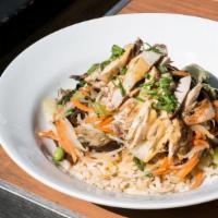 Dinner Grain Bowl · Choice of rice or quinoa, bok choy, broccoli, carrots, bean sprouts, edamame, sesame-lime vi...