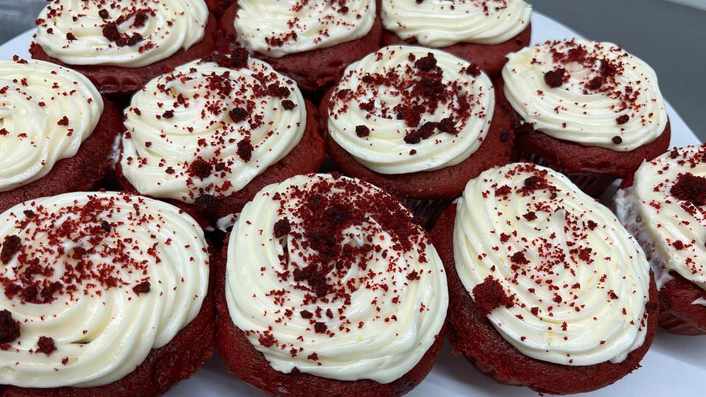 12 Pack Red Velvet Cupcakes · Moist delicious red velvet cupcakes with cream cheese buttercream icing.