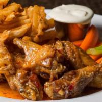 6 Wings & Fries · Classic Atomic Wings with your choice of signature sauce and choice of fries, all with blue ...