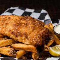 Fish & Chips · Local beer battered atlantic cod served with hand-cut Idaho fries, and house-made tartar
