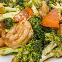 Shrimp With Broccoli · Served with roast pork fried rice and egg roll.