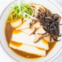 Vegetarian Curry + King Trumpet Mushroom Ramen · House curry blend + vegan dashi; fried king trumpet mushroom, tempura-fried tofu, soybean sp...