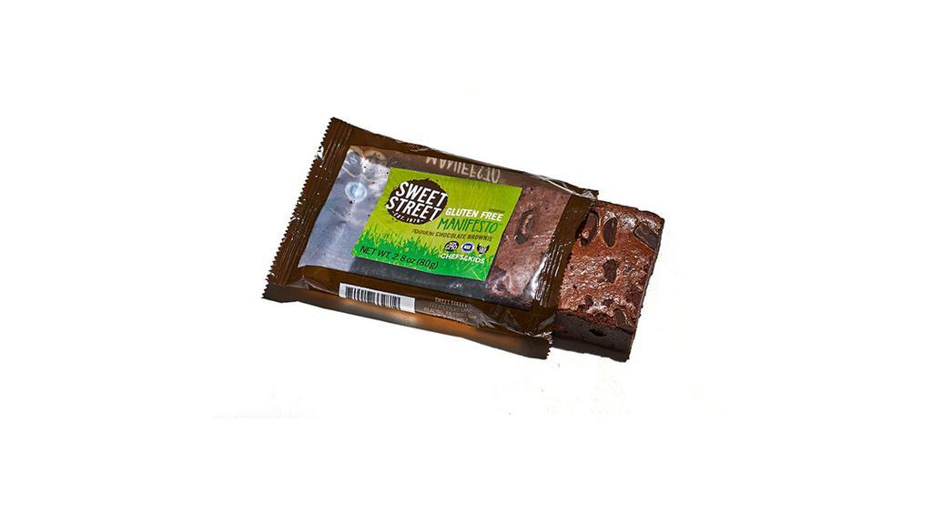 Gluten-Free Brownie · Individually wrapped brownie, baked with cage-free eggs, a blend of gluten-free flour, sustainable chocolate and ingredients free of GMOs and artificial additives.