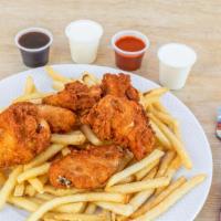 (6) Hot Wings · With French fries or rice and drink.